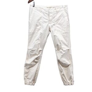 Nili Lotan Cropped Military Pant Womens 6 White Utility Jogger Zip Ankle